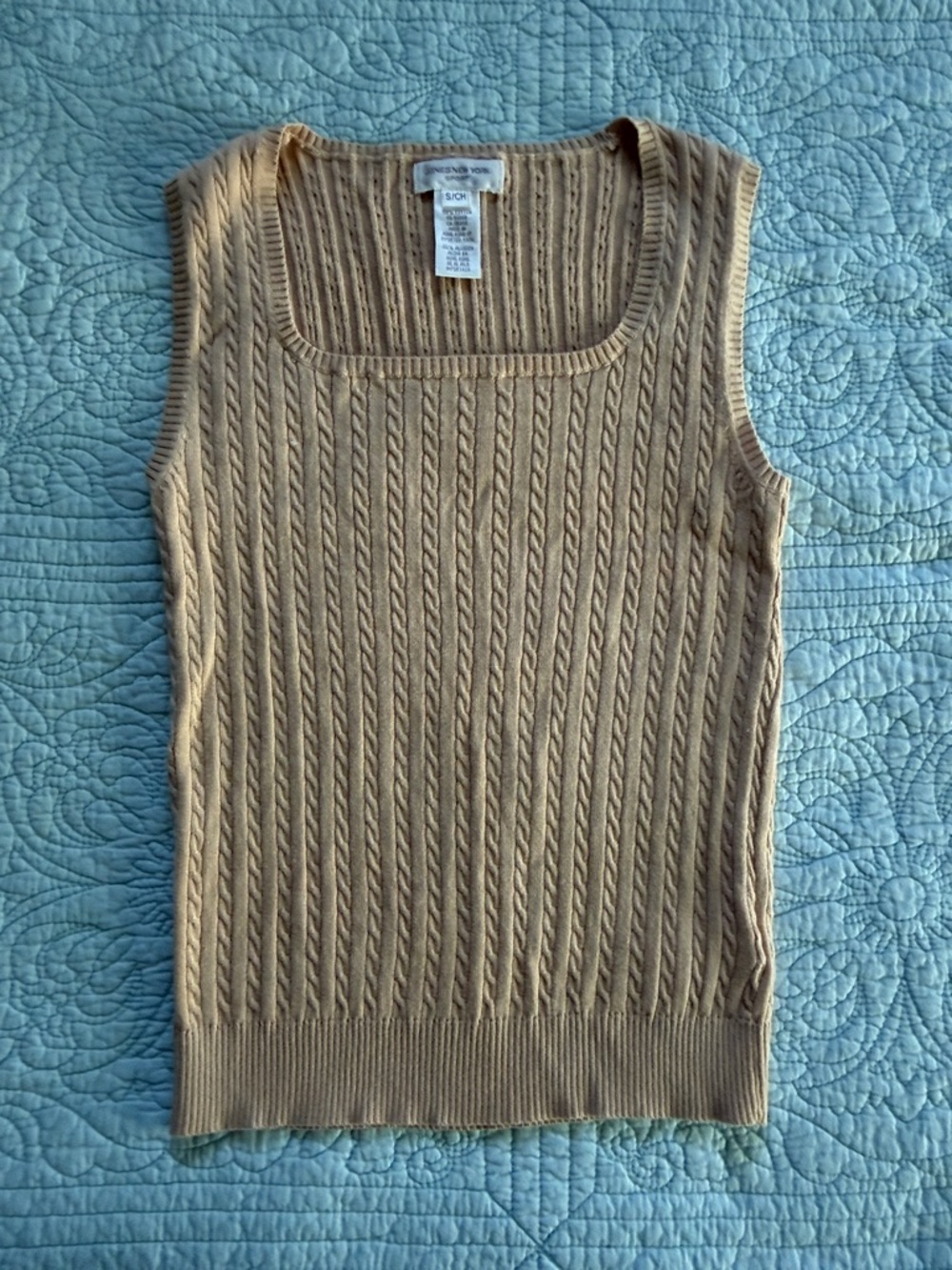 Talbots Camel Cable-Knit Sleeveless Top